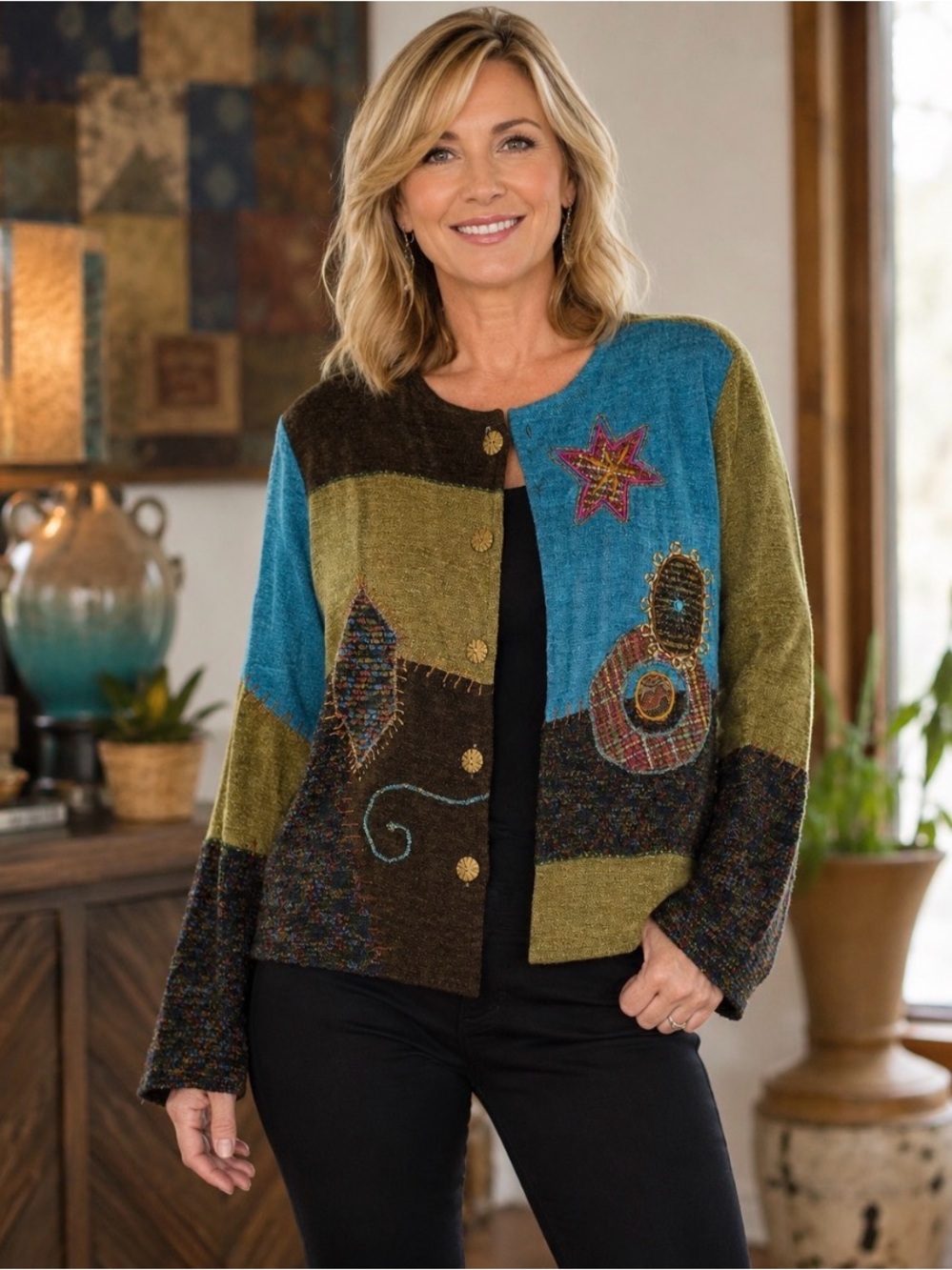 Women’s Medium Jacket Daniel K L Colorful Embroidered lined Beaded